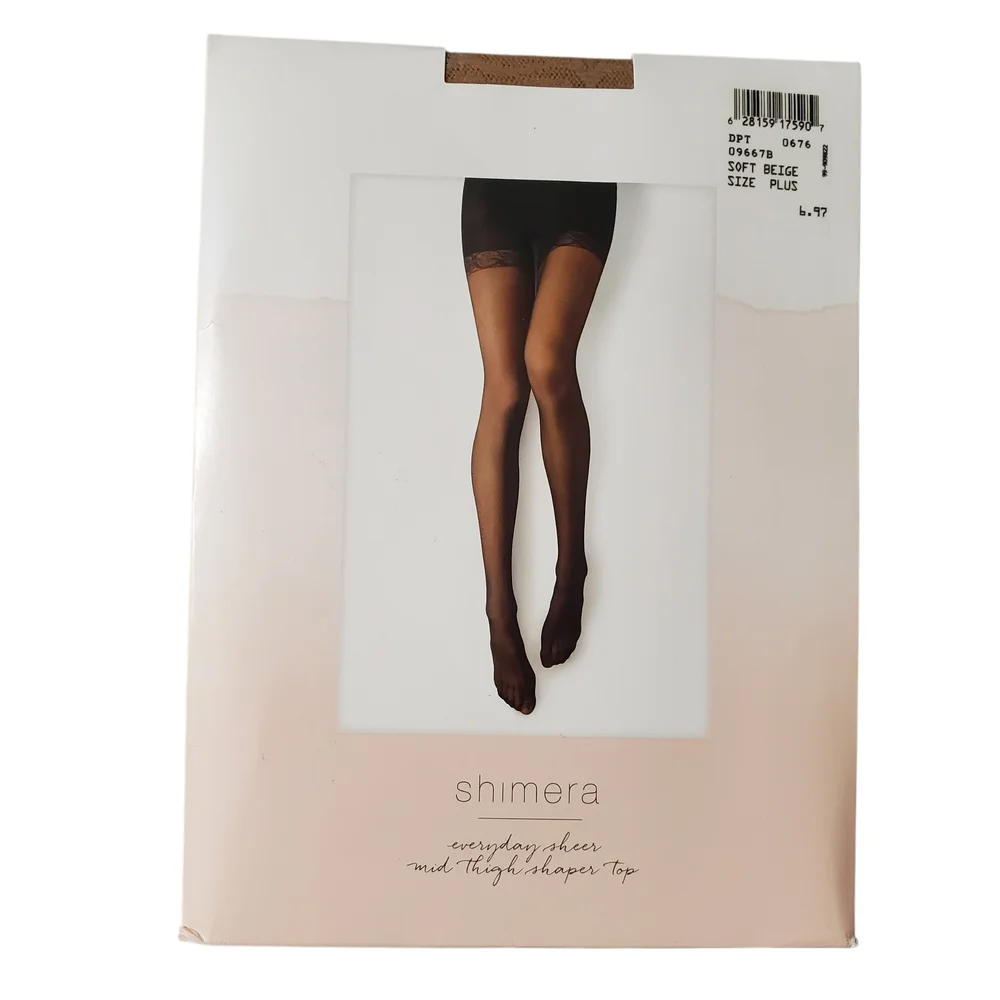 Shimera Sheer Tights Women's Size Plus Black Beige - 4 Pair